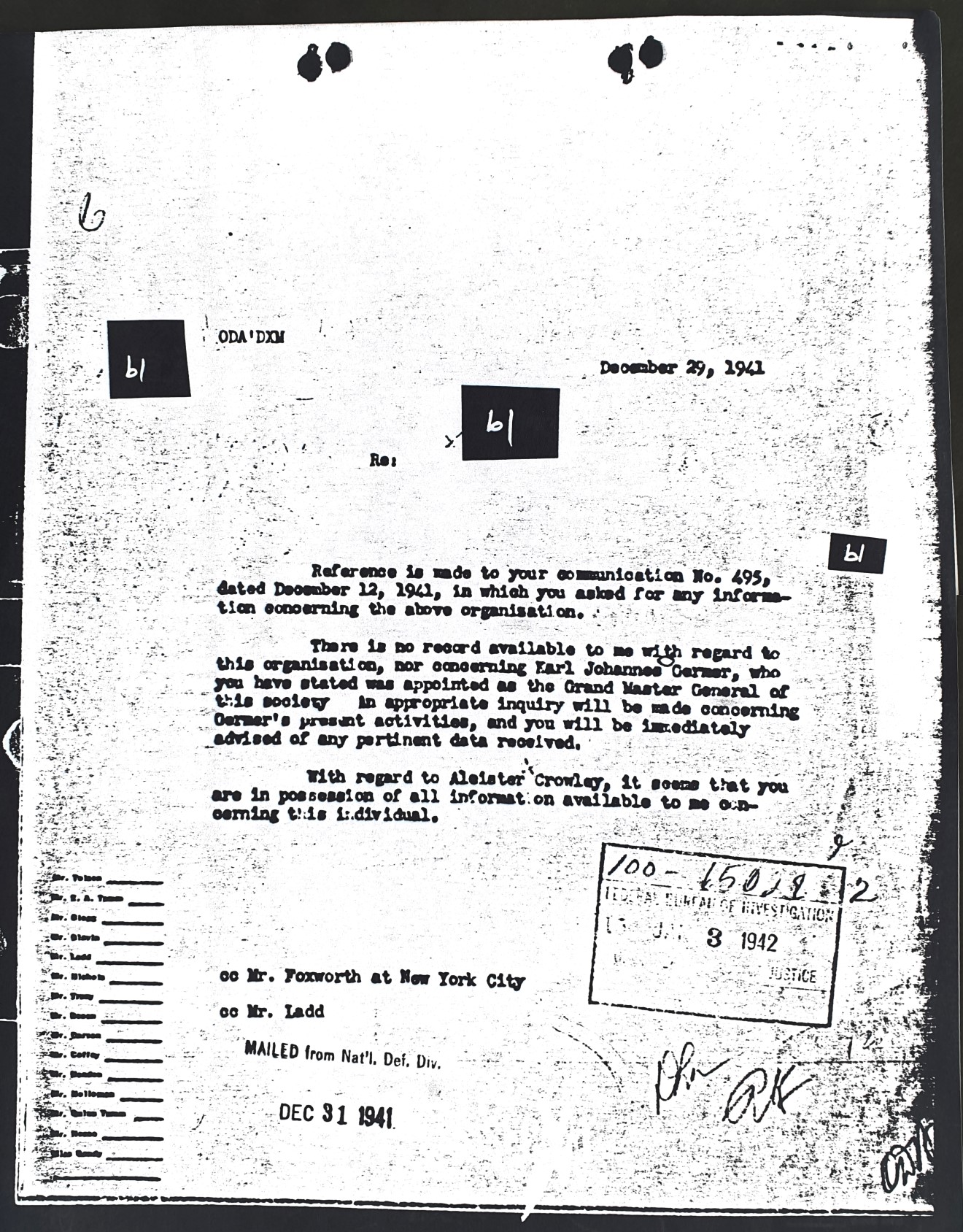 Karl Germer FBI files