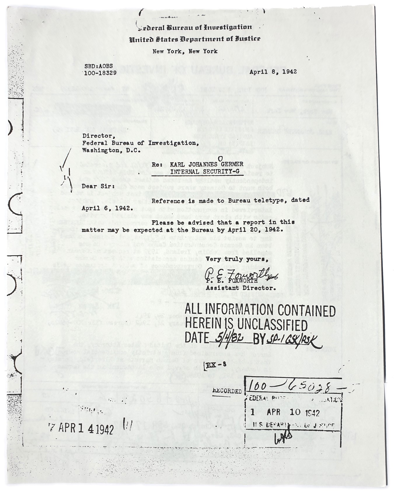 Karl Germer FBI files