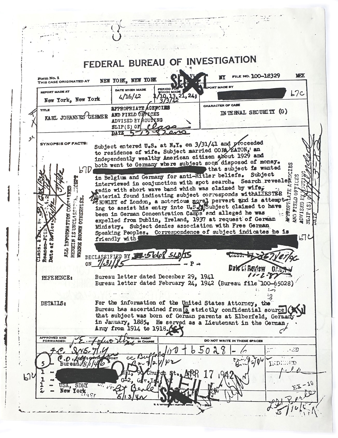 Karl Germer FBI files