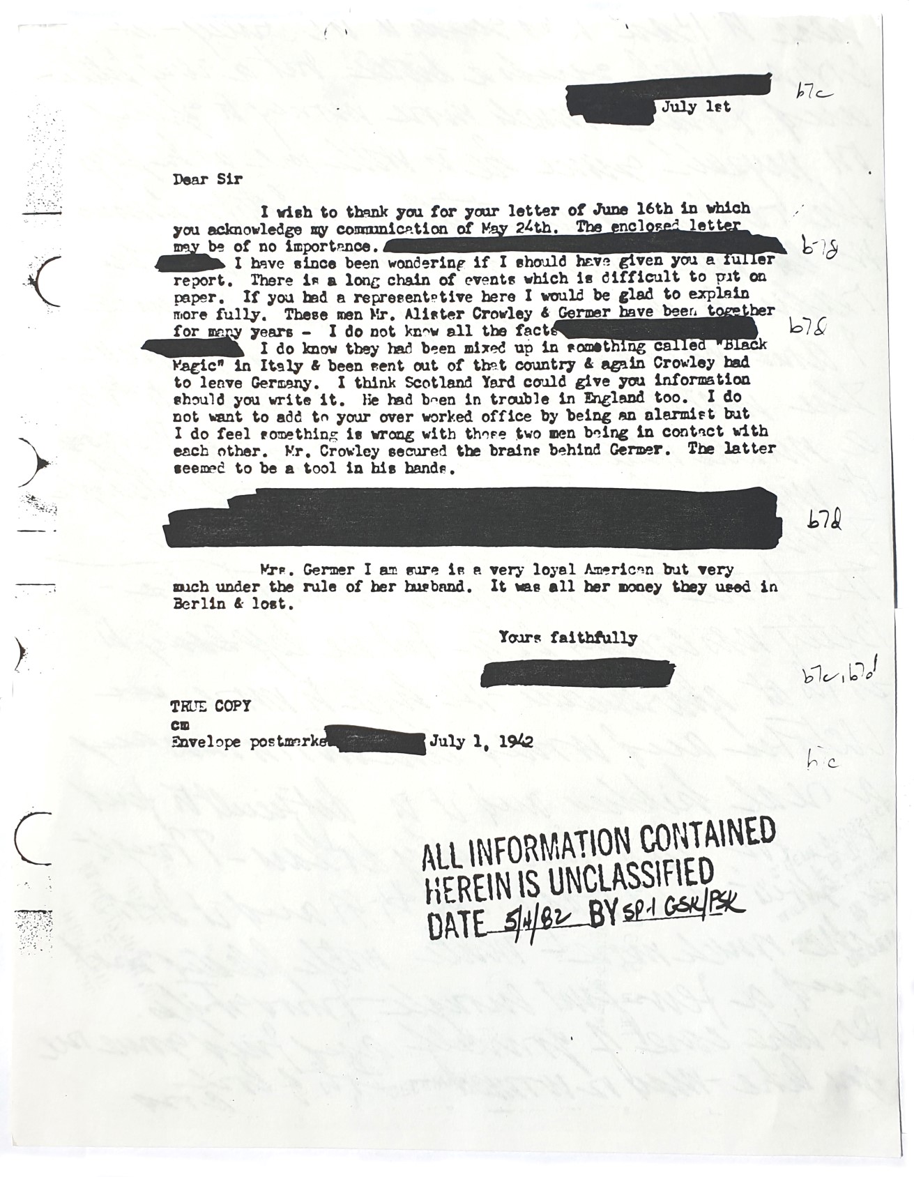 Karl Germer FBI files