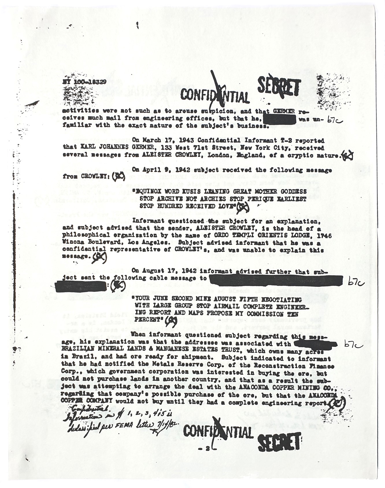 Karl Germer FBI files