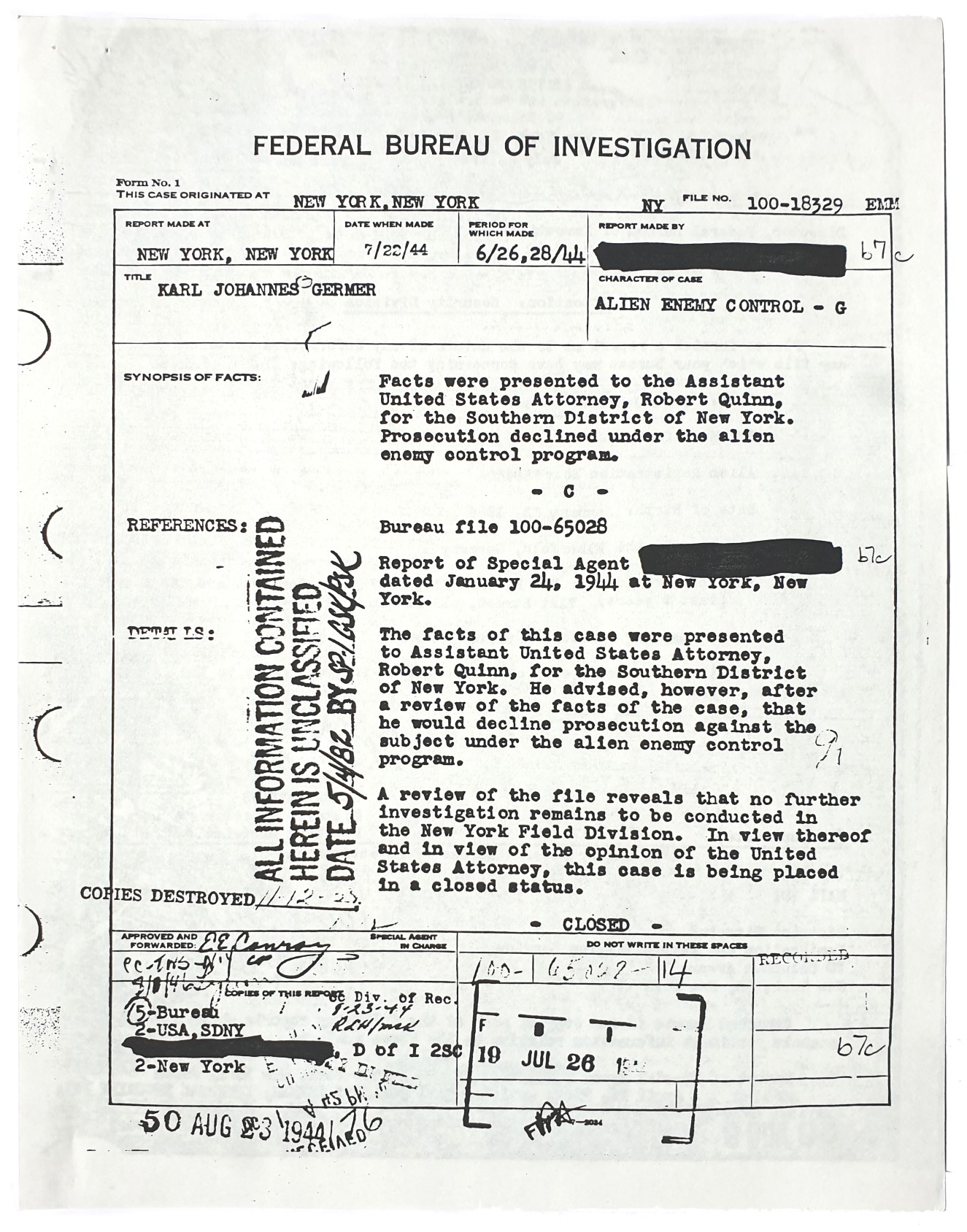 Karl Germer FBI files